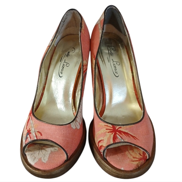 Poetic License Tropical Cone Heel Peep Toe Pumps Women's size 8 Heels - Picture 4 of 13